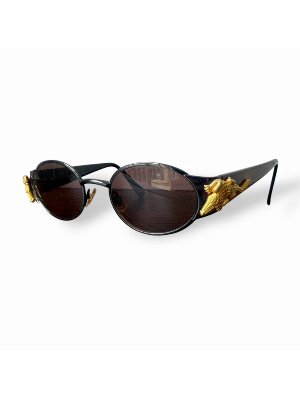 Kieselstein Cord Titanium Kaycee Vintage Gold Alligator Sunglasses